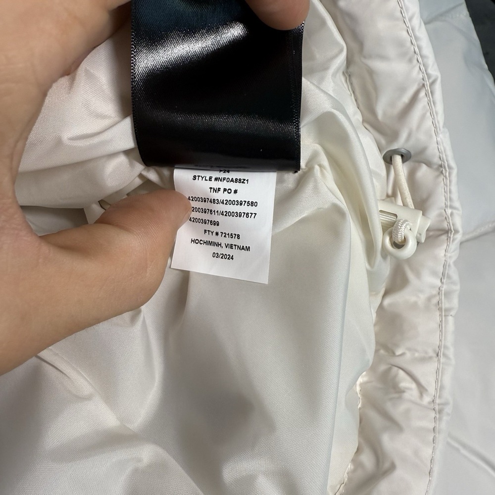 The North Face Puffer Jacket Womens 2XL XXL White Hydrenalite 600 Down Crop Fit - Picture 13 of 15